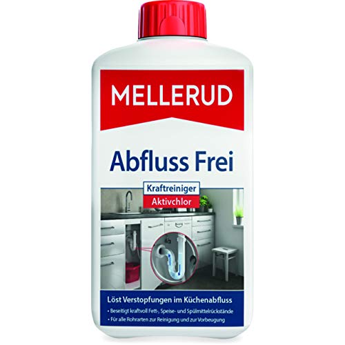 MELLERUD Abfluss Frei Kraftreiniger Aktivchlor | 1 x 1 l | Chlorhaltiger Rohrreiniger gegen hartnäckige Verstopfungen und unangenehme Gerüche in Rohren und Abflüssen