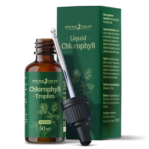 effective nature - Liquid Chlorophyll Tropfen aus Alfalfa - 50 ml - Ohne Konservierungsstoffe - Besonders Natürliches, Flüssiges Chlorophyll