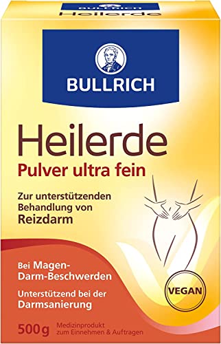 Bullrich Heilerde Pulver ultra fein | Linderung von Magen-Darm-Beschwerden und Unterstützung bei Darmsanierung | Innerliche und äußerliche Anwendung | Vegan | 500 g (1er Pack)