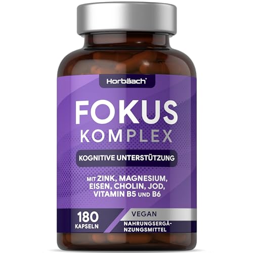 Nootropic Brain Booster | 180 Vegane Kapseln | Fokus Pille, Gehirn Vitamine | Kognitiver Komplex für Energie, Konzentration und geistige Leistungsfähigkeit | von Horbaach