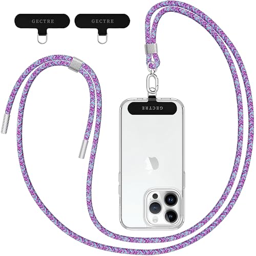 Gectre Handykette Universal, Geeignet für alle Smartphones, mit 2 Stück Universelles Patch, Handyband passend für alle Standard Handyhülle (Lila Rainbow)