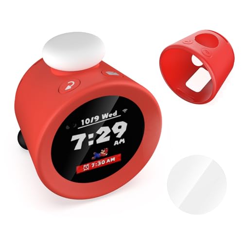 Schutzhülle für Switch Alarmo + 1 Glasfolie + 【 2 in 1】 Etui für Alarmo Ganzflächiger Schutz PC-Material Robustes 9H hohe Transparenz Wasserabweisend Ölabweisend