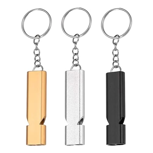 Whistle mit Doppelrohr – Notfall-Pfeife, Sicherheitspfeife mit Doppelkammer, Signalpfeife für laute Warnungen, Scheck aus Aluminiumlegierung mit Karabiner | Pfeife