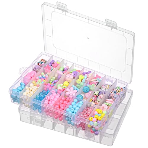 Szaboviktoria 2PCS Sortierboxen mit 24 Fächern – Aufbewahrungsbox für Kleinteile, geeignet für Bastelmaterial, Nähwerkzeuge, Schmuck und Zubehör,sortierboxen für kleinteile,box mit fächern