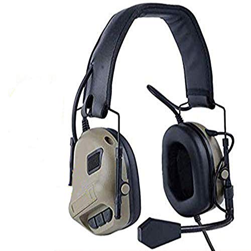 ATAIRSOFT Taktisch Kopfhörer Militärstandard Schießen Ohrenschützer verwendung mit PTT Walkie Talkie Radio Airsoft Taktisch Headset TAN