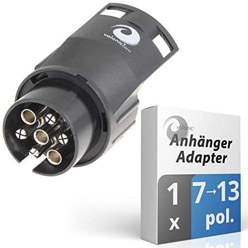 valonic Premium Anhänger Adapter - 7 auf 13 polig, schwarz - Auto zu Hänger, Adapter für Pkw, Kfz und LKW - kurz, Anhängerkupplung, Adapterstück