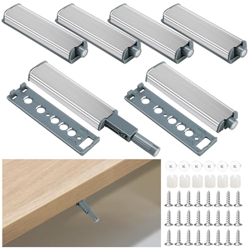 Taoduod 6 Stück Drucktüröffner Push to Open Türöffner Push to Open Magnet Schranktür Edelstahl Softclose Türdämpfer Magnetischer Schrank Türöffner Stoßdämpfer Schublade Druckschnapper Öffner Druck