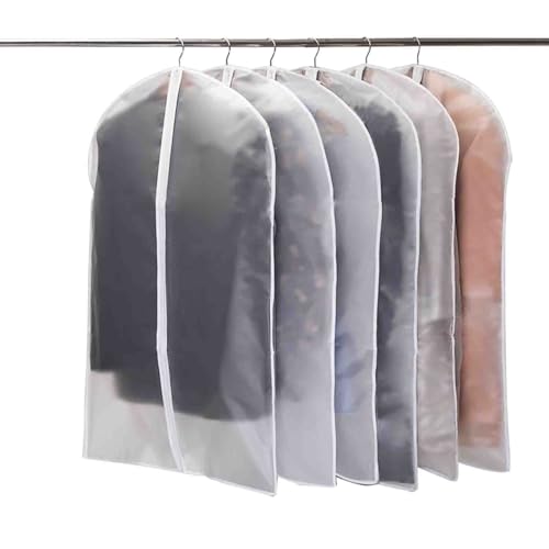 Niviy Kleidersack Anzug 6 Stück Hochwertiger Kleidersäcke, Transparent 60x100 cm Atmungsaktiver Stoff, für Anzüge Kleider Mäntel Sakkos Hemden Abendkleider Anzugsack Aufbewahrung Kleiderhülle