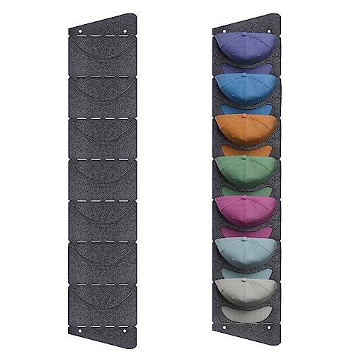 ENLACE Baseball Kappen Halterung, Einreihig Faltbar Cap Halterung Wand mit 7 Taschen, Baseball Kappenhalter Organizer Aufbewahrung für Baseballmützen, Tür Rückwand Cap Halter