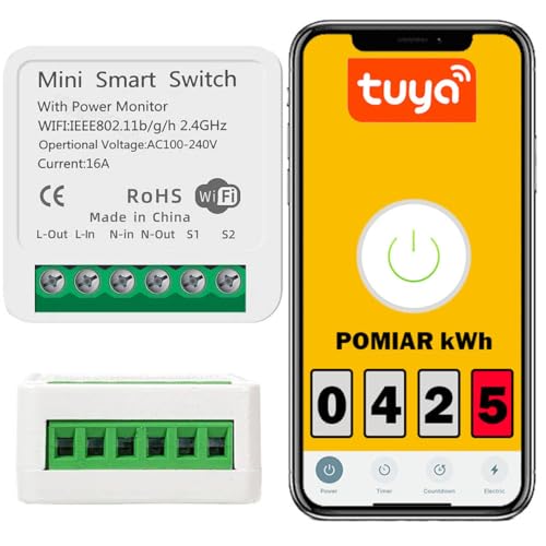 Sone Smart One Lichtschalter Relais Modul WiFi Mini Relais 16A 3680W ENERGIEMESSUNG WLAN Smart Life/Tuya App kompatibel mit Alexa/Google Home DIY Smart Home