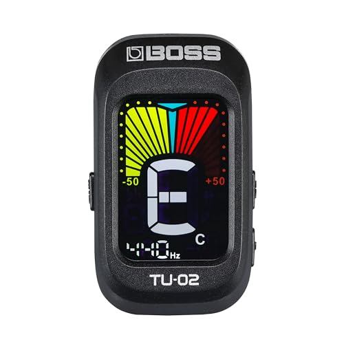 BOSS TU-02 Clip-on Tuner, Helles Farbdisplay mit anpassbarem Sichtwinkel