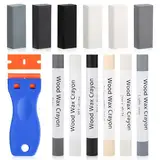 Laminat Reparaturset, Möbel Arbeitsplattet Reparatur set für Holz Fliesen Parkett Laminat Vinyl, 12 Stück Möbelmarker Hartwachs Reparaturset Wachskitt zum Kratzer Schäden Loch Ausbessern Arbeitsplatte