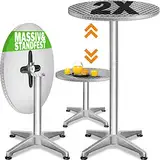 Casaria® Stehtisch 2er Set Klappbar Höhenverstellbar 70cm / 115cm Hoch Aluminium Rund Ø 60cm Wetterfest Outdoor Garten Bistrotisch Bartisch Partytisch