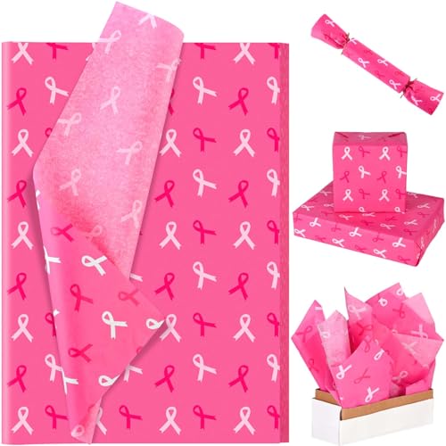 Seidenpapier für Brustkrebs-Bewusstsein, 50,8 x 35,6 cm, für Geschenkverpackungen, rosa Schleife, bedrucktes Seidenpapier für Geschenktüten für Brustkrebsmonat, Wohltätigkeitsorganisation, Party,