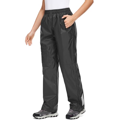 Yenwits Regenhose Damen Wasserdicht Atmungsaktiv Leicht Fahrrad Überziehhose Winddicht Wanderhose Outdoor Trekkinghose Arbeitshose(2090,Schwarz01,L)