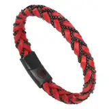 Casisto.J Lederarmband Herren Armband Herren Männer Leder geflochten Edelstahl Gravur nordisch Schwarz Rot Silber Gold Kette Geflochten Herrenschmuck mit Magnet Verschluss in Schmuck Geschenk Box