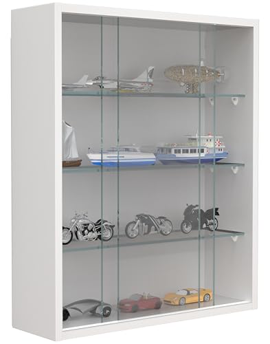 VCM Glasvitrine hängend | Vitrine Glas mit ESG-Sicherheitsglas | Maße ca. H. 60 x B. 50 x T. 15 cm | Hängevitrine Glas | Modern und platzsparend | Glas Vitrinenschrank - Drivalo M