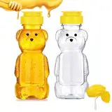 VIDSTW 2 Stück 250Ml Bär Honigspender Transparent Squeeze Flasche Honigglas Quetschflasche Honiggläser mit Klappdeckel Sirup Spender Marmeladengläser Klein Saucenflasche Einmachgläser