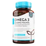 Omega 3 Kapseln hochdosiert 240-2000mg Fischöl Kapseln mit 660mg EPA & 440mg DHA pro Portion - Omega 3 Öl, Reines Fischöl aus nachhaltiger Fischerei - Geprüft/Zertifiziert in Deutschland - Nutravita