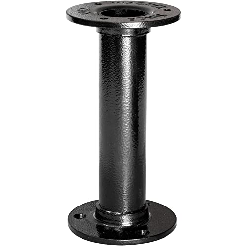 WAGNER Möbelbein/Tischbein/Möbelfuß Industrial Pipe - Ø 30 x 150 mm, inkl. Zwei Anschraubplatte Ø 75 mm, Stahl pulverbeschichtet schwarz - 12501501