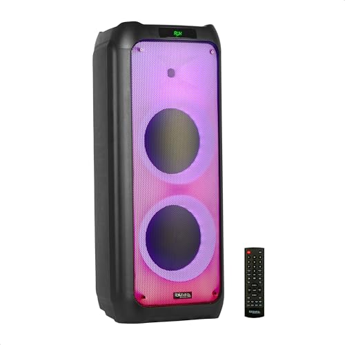 Ibiza - WAVE10-800W/2x10 Lautsprechersystem mit Bluetooth, USB und microSD - Wave LED-Effekt und TWS-Funkverbindung - Schwarz