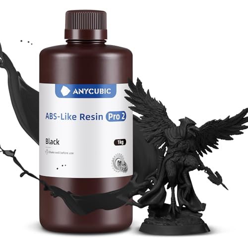 ANYCUBIC ABS-Like Resin Pro 2 3D Drucker Resin mit erhöhter Festigkeit und Zähigkeit, Geringe Schrumpfung, Hochpräzises 405 nm UV-härtendes Harz für allen LCD/DLP/SLA Resin 3D Druckern, Schwarz 1kg