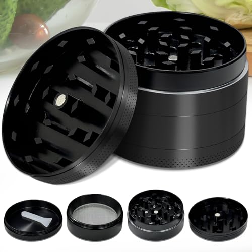 Grinder Pollen Crusher Grinder Metall, Grinder Crusher 4-teiliges Set mit Pollen Scraper aus Zinklegierung, Diamantförmige Zähne für Tabak, Spice, Kräuter, Gewürze, Herb, Kaffee