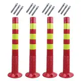 Flexible Parkpoller Absperrung 4er Set Hochsichtbarer Straßenflor Kegel für Einfahrt und Garagenbau 77cm hoch rot und gelb