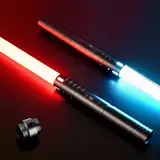 MOZC Laserschwert Kinder, 2-in-1 Lichtschwert mit 15 Farben, Duell Lightsaber für 4 Modi und Sounds, USB-C Lade Lichtschwert Kinder, Laser Schwert für Kind und Erwachsene(Schwarz) (2 PC)