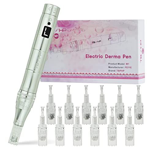 TBPHP M1 professionelles elektrisch derma pen mit LCD Bildschirm und 7 stufen(Inkl.12 köpfe Patronen)-Silber