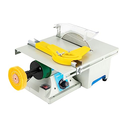 750W Edelstein Polierschleifmaschine, 5-in-1 Mini Tischkreissäge mit Schmuck Stein Poliermaschine, Multifunktionale Tischschleifmaschine für Polieren, Schneiden, Polieren, Schleifen und Schnitzen