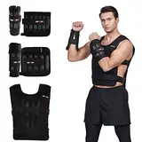 Verstellbares Gewichtswesten-Set mit Armgewichten und Beingewichten, Krafttrainings-Workout-Set, Jacke, Handgelenkgewichte und Fußgelenkgewichte, Nylon (einschließlich Gewichte: 96-100 Stahlplatten)