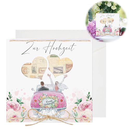 Hochzeitsgeschenk für Brautpaar,Hochzeitskarte, Geldgeschenk Hochzeitsgeschenke für Brautpaar, Geld zur Hochzeit zu verschenken mit einer hochwertigen Hochzeitskarte,Premium Karte Hochzeit Geld Edel