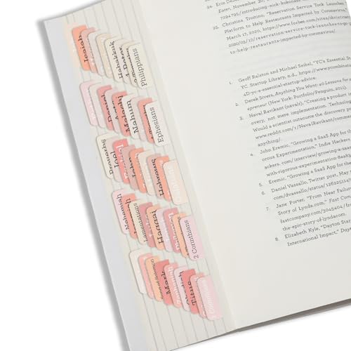 75 Stück Bibelmarker, Bibel Zubehör Einfach Zu Lesen und Anzubringen Bible Study Rosa Grau Bibelregister Bible Tabs für Frauen Männer Bibelstudium Zubehör für Bibelkapitel
