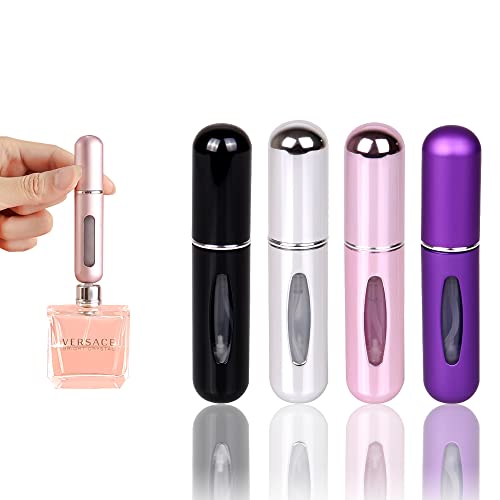 AFEIGE 4 Stück 5ml Parfümzerstäuber ● Portable Zerstäuber für unterwegs ● Nachfüllbarer Reiseduftstoff-Zerstäuber ● Mini Portable Sprühflasche