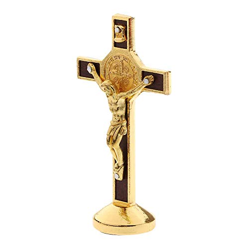 POFET Kruzifix Jesus Christus Kreuz Statue Figur für Auto Home Chapel Decor - Gold