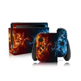 Folien Skin für Spiele Konsole Joy-Con und Ladestation Aufkleber Set Top Schutz gegen Kratzer Design Sticker Cover passgenau selbstklebend RX021 (Nr. 6 Feuer)