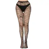 LEEQBCR 1 Pcs Fischernetz Strumpfhosen Schwarz Halloween, Netzstrumpfhosen Spinne, Spinnennetz Strumpfhosen, Strumpfhosen für Frauen, Halloween Kostüm Zubehör Tag der Toten Karneval Strümpfe