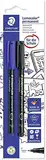 STAEDTLER permanenter Universalstift Lumocolor, wisch- und wasserfest, sekundenschnell trocken, nachfüllbar, Linienbreite 0,6 mm, 2 Marker blau/schwarz auf Blisterkarte, 318 ASBK2D