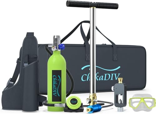 CHIKADIV C400 Mini Tauchflasche Sauerstoffflasche 1L Tauchflasche Mini zum tauchen Mit 15 Bis 20 Minuten Tauchen Sauerstofftank Taucher Set Tragbare Tauchausrüstung C5 green