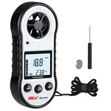 Digitaler Windgeschwindigkeitsmesser Anemometer Handheld Windmesser Luftströmungsgeschwindigkeitsmesser zum Messen von Temperatur/Geschwindigkeit, Windmesser zum Schießen Windsurfen Angeln Jagd Grau