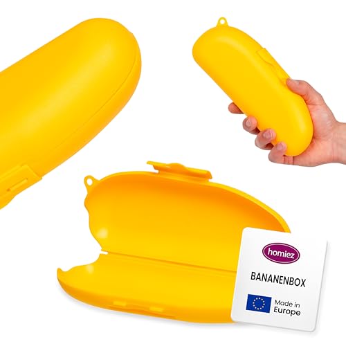 homiez Bananenbox 1er Set, 100% BPA-freier Bananenschutz, Bananendose, Banane Aufbewahrungsbox - spülmaschinenfest - Bananenhalter schützt unterwegs zuverlässig vor Zerdrücken - Bananen Brotdose