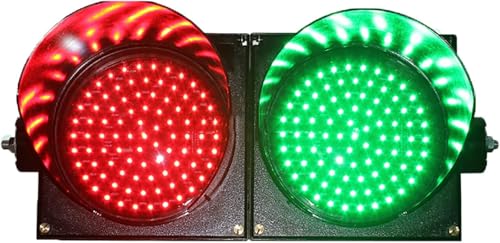 BAOLIQ Bremslicht für Industrieverkehr Vintage 200 mm LED für die Wand dekoratives Ampellicht 2 Lichter rot grün Bahnmarkierungsleuchten Warnleuchten (DC12 V)