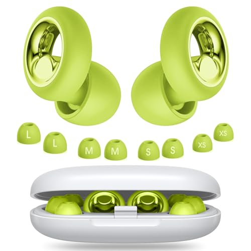 Ohrstöpsel zum Schlafen, geräuschunterdrückende Silikon Ohrstöpse, 45 dB, weich und wiederverwendbar, Gehörschutz mit 8 Ohrstücken in 4 Größen (XS, S, M, L) (Grasgrün, 4 Größen (1 Set))