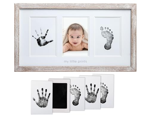 Babyprints Rustic Frame, Baby Keepsake Item, Nursery Décor, Baby Handprint And Footprint, Rustic Wood