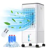 Klimaanlage Mobile Klimagerät Luftkühler mit Wasserkühlung Klimaanlage Ohne Abluftschlauch 60W Ventilator Verdunstungskühler 6L Wassertank 7h Timer Oszillierend Mit Fernbedienung 3 Kühlakku