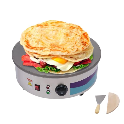 Crepes Maker, 45cm Profi Crêpes Maker Machine, Antihaftbeschichtete Platte, Temperaturregelung, für Pfannkuchen, Pan Cakes, Omeletts, Palatschinken, 2800W