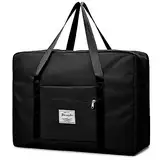 PALAMEA Groß Faltbare Handgepäck 55x40x20, 45L Leichter Reisetasche Handgepäck TUI Airways Lufthansa Reisetasche Koffer Reise Handtaschen Organizer Duffle Bag -schwarz