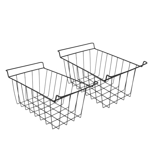 2 Stück Gefrierschrank-Draht-Aufbewahrungskorb, PE-beschichtetes Hängeregal, Organizer-Behälter, Langlebiges Metall, Einfache Wartung, Einfacher Zugang, Perfekter (L 48,5 cm x B