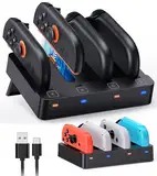Switch Controller Ladestation für Joy Con 2 & 1 - Kompatibel mit Nintendo Switch 2 (2025) /Switch 1 (2017) /Switch OLED Zubehör - Tragbar Horizontal Ladeständer Kompakte Controller Charger